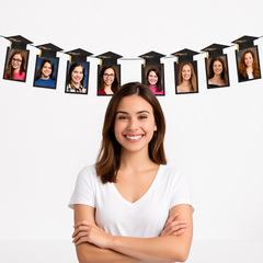 Graduation Photo Garland with Caps, 12-ft