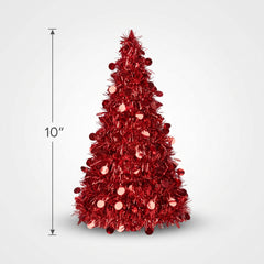 Festive Red Tinsel Christmas Tree - Small