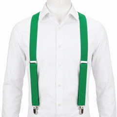 Festive Green Adjustable Y-Back Suspenders