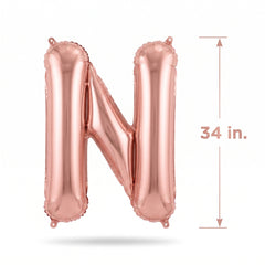 Rose Gold Letter N Metallic Foil Balloon