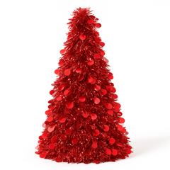 Festive Red Tinsel Christmas Tree - Small