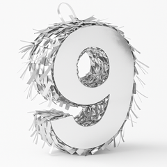 Metallic Silver Number 9 Mini Piñata Decoration, 6-Inch