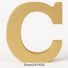 Glitter Gold Letter C Sign - Standing Block Decoration, 4-Inch