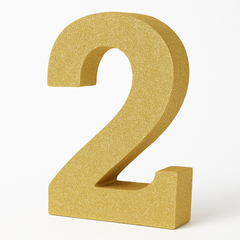 Glitter Gold Number 2 Sign - Standing MDF Decoration