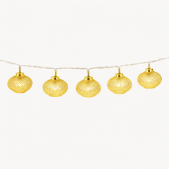 Gold Mesh Lantern LED String Lights - 5 ft, 10 Warm Lights