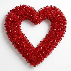 Valentine's Day Shiny Red Tinsel Heart Wreath