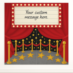 Awards Night Customizable Scene Setter with Red Curtains and Marquee Sign