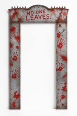 Spooky "No One Leaves" Bloody Doorway Curtain