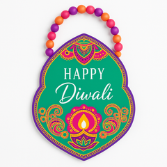 "Happy Diwali" Beaded Hanging Sign Decoration