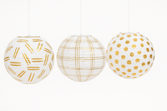 Gold Motif Paper Lanterns - 3 Pack for Any Celebration
