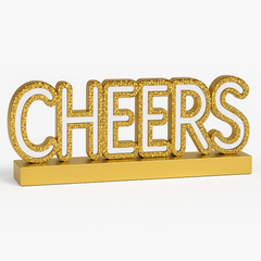 "Cheers" Mirror Standing MDF Sign - New Year's Eve Tabletop Decoration
