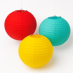 Vibrant Rainbow Round Paper Lanterns, 11-inch, 3-Pack