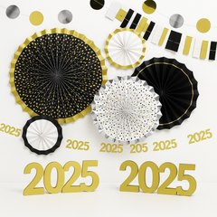 2025 New Year's Eve Room Decor Kit - Black, Silver & Gold