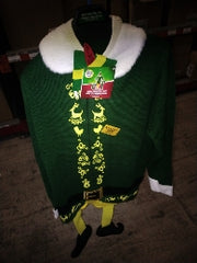 Adult Christmas Elf Movie Ugly Sweater & Hat Set