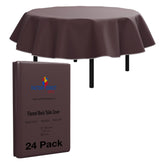 Brown Flannel Backed Plastic Table Cover 70 In. Round | Case of 24