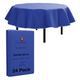 Dark Blue Flannel Backed Plastic Table Cover 70 In. Round | Case of 24