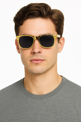Gold Classic Square Sunglasses with UV400 Protection