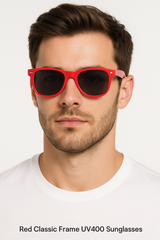 Red Classic Frame UV400 Sunglasses