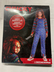 Child's Play Chucky Halloween Costume for Kids - Blue Overalls and Striped Shirt