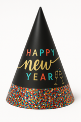 Sparkling "Happy New Year" Glitter Cone Hat