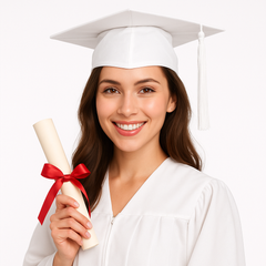 Classic White Graduation Cap with Tassel