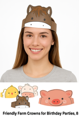 Farmyard Friends Party Crowns - 8 Pack