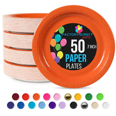 7 In. Orange Paper Plates - 50 Ct.