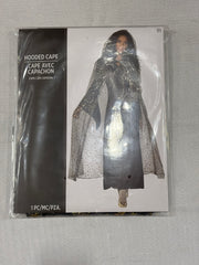 Celestial Hooded Cape - Sheer Black with Gold Stars & Moons