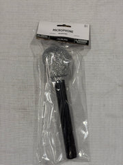 Glitter Microphone Costume Prop - Black/Silver