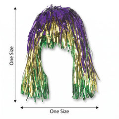 Vibrant Mardi Gras Tinsel Wig