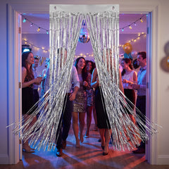 Shimmering Silver Metallic Curtain - 3' x 8'