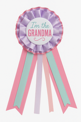 "I'm The Grandma" Award Ribbon - Pink/Purple Wearable Accessory for Baby Shower