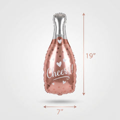 "Cheers" Rose Gold Champagne Bottle Foil Balloon - Air-Filled
