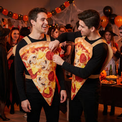 Pizza Slice Costume Adult Tunic - Funny Halloween Food Costume with Photorealistic Print, Easy Slip-On One Size for Men