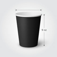 Jet Black 9oz Paper Cups - 20 Count