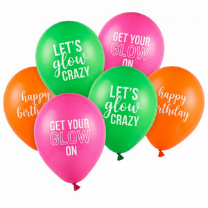 Neon Glow Party Balloons, 6-Pack