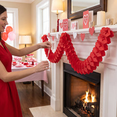 Vibrant Red Tissue Paper Garland - 12 ft
