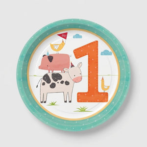 Barnyard Bash 7" Paper Plates - Baby's First Birthday