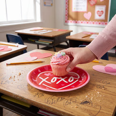 "XOXO" Valentine's Day 7" Round Paper Plates