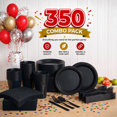 350 pcs disposable tableware set black