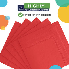 Red Beverage Napkins | 4.75 in. x 4.75 in. | 50 Count