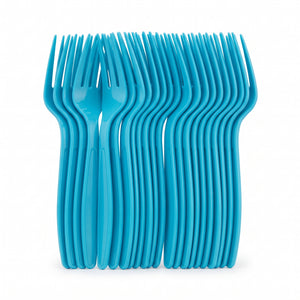 Caribbean Blue Plastic Forks - 7.5 in. - 20 Pack