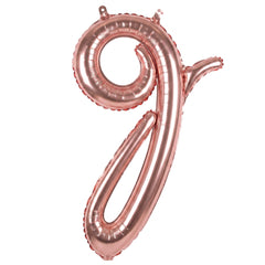 Rose Gold Script Letter Balloon - 8-Inch Air-Filled Foil Decoration
