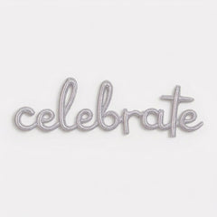 Silver "Celebrate" Script Balloon - Holographic Foil Air-Filled