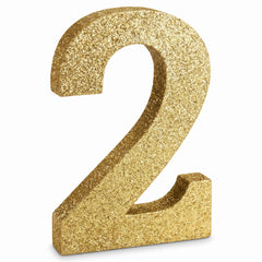 Glitter Gold Number 2 Sign - Standing MDF Decoration