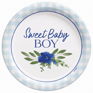 Sweet Baby Boy 7" Round Paper Plates