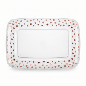 Elegant Rose Gold Polka Dot Serving Tray - 11" x 18"