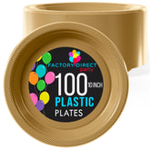 10 In. Gold Plastic Plates | 100 Count