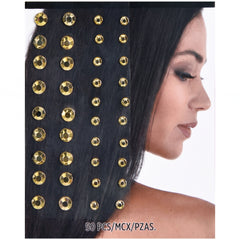 Sparkling Gold Hair Gems Set - 50 Pieces