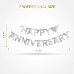 Elegant Silver "Happy Anniversary" Letter Banner